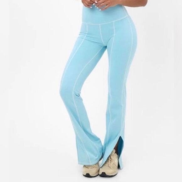 FRANKIES BIKINIS Active Blue Wide Waistband Slit Flare-leg High Waisted Pant XS - Picture 1 of 9